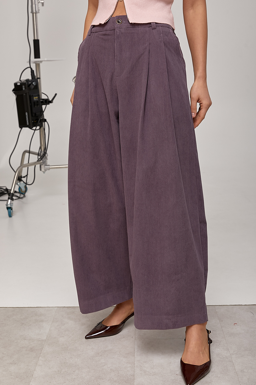 Вельветові укорочені широкі штани