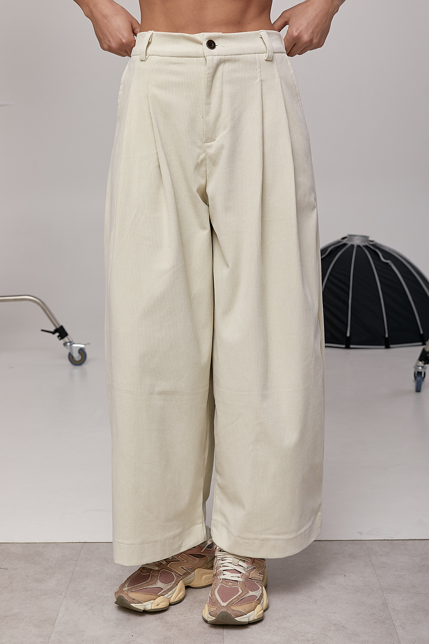 Вельветові укорочені широкі штани