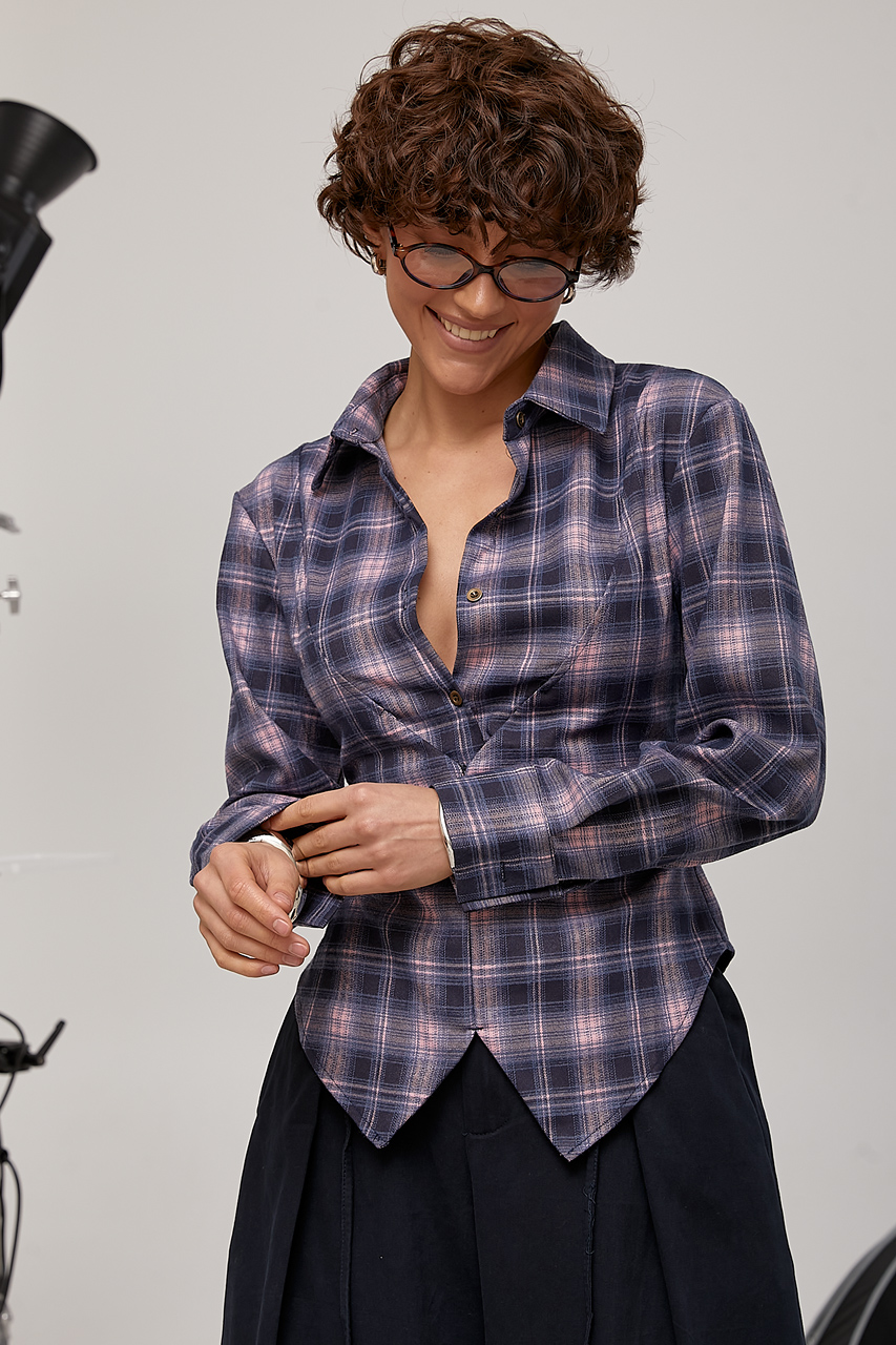 Сорочка в клітинку із зав'язками на талії