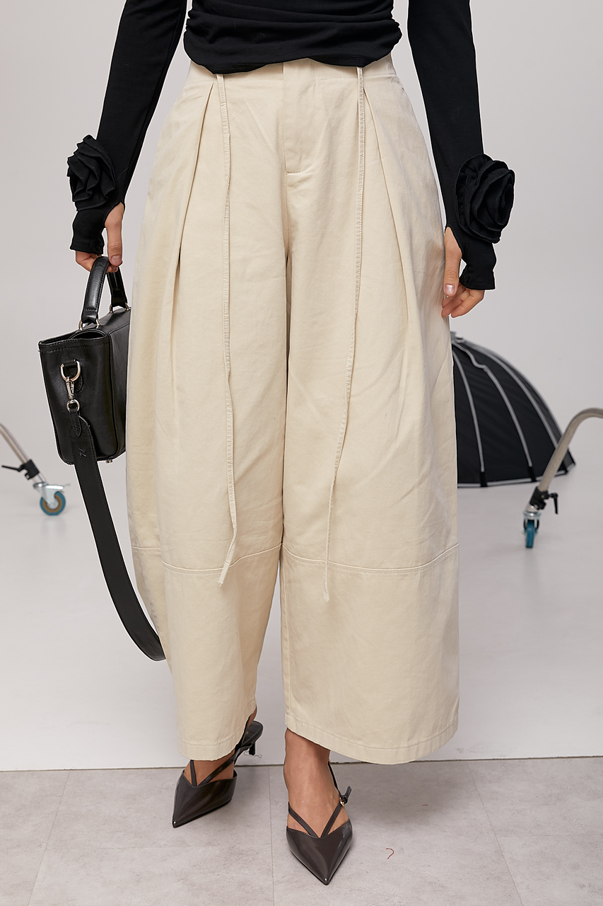 Котонові широкі штани із зав'язками