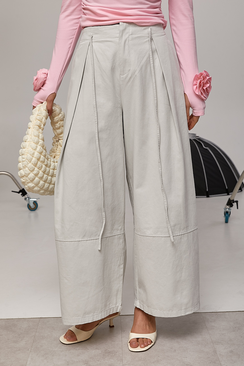 Котонові широкі штани із зав'язками