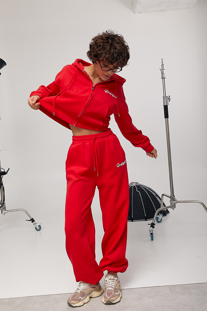 Спортивний костюм вільного фасону з написами  LX-10726321