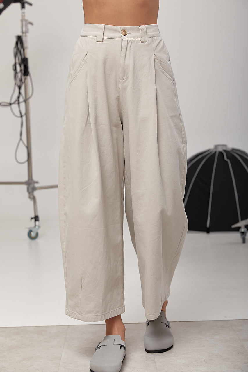 Котонові укорочені багі зі складками LX-10726710 Котонові укорочені багі зі складками LX-10726710