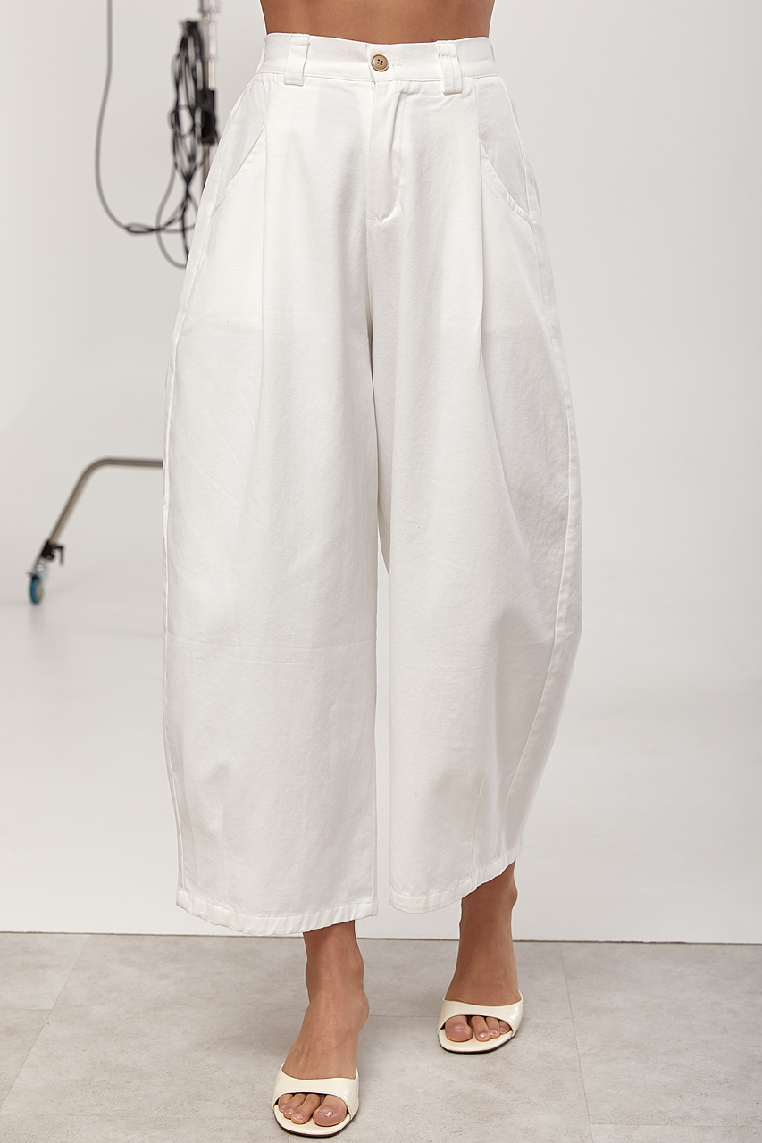 Котонові укорочені багі зі складками LX-10726747 Котонові укорочені багі зі складками LX-10726747