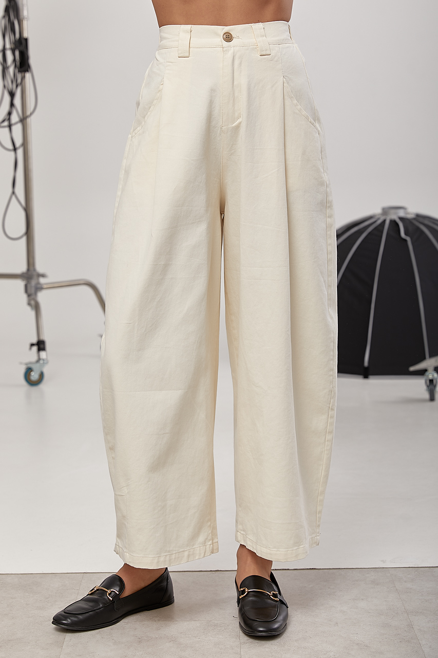 Котонові укорочені багі зі складками LX-10726719 Котонові укорочені багі зі складками LX-10726719