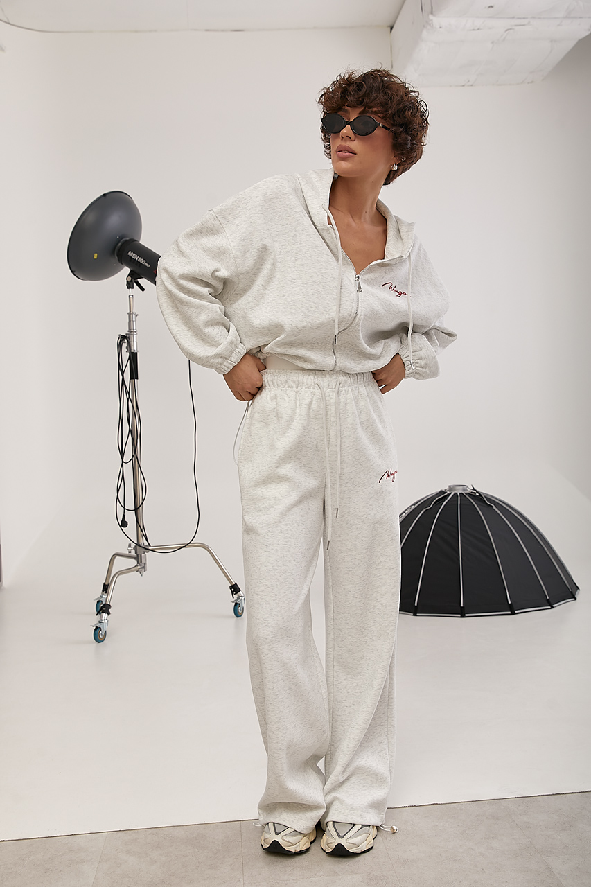 Спортивний костюм із худі та прямими штанами на затяжках  LX-10727711