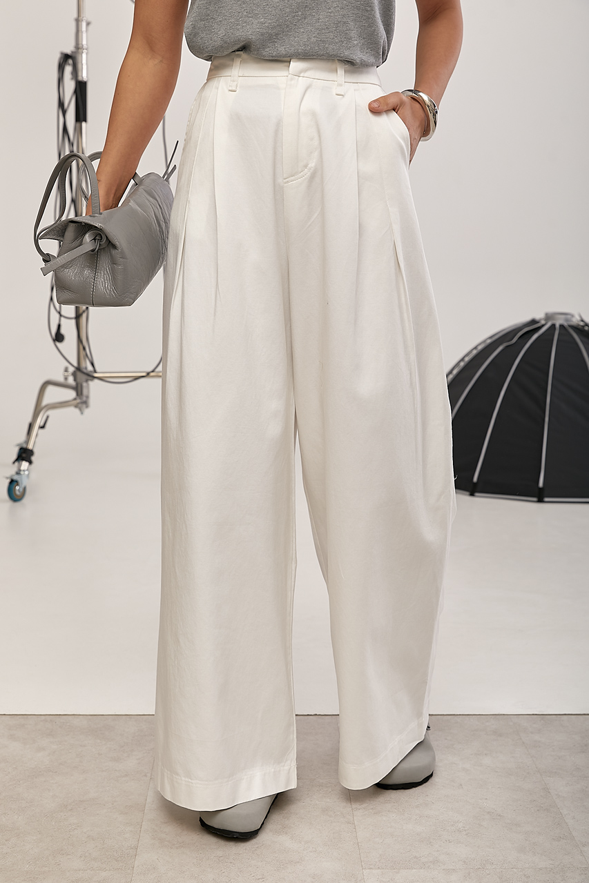 Котонові штани палаццо зі складками  LX-10727947