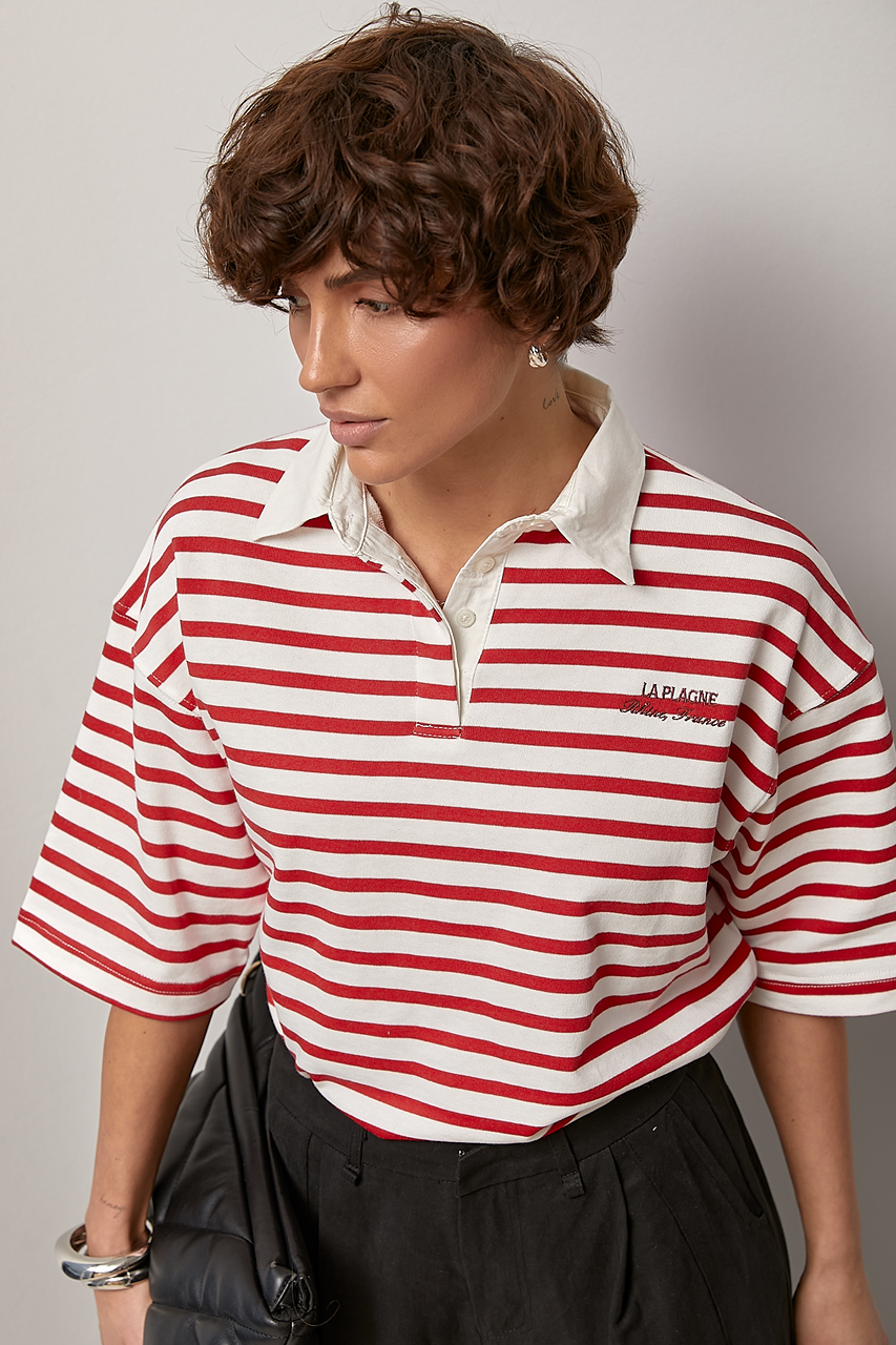 Футболка-поло у смужку  LX-10728221