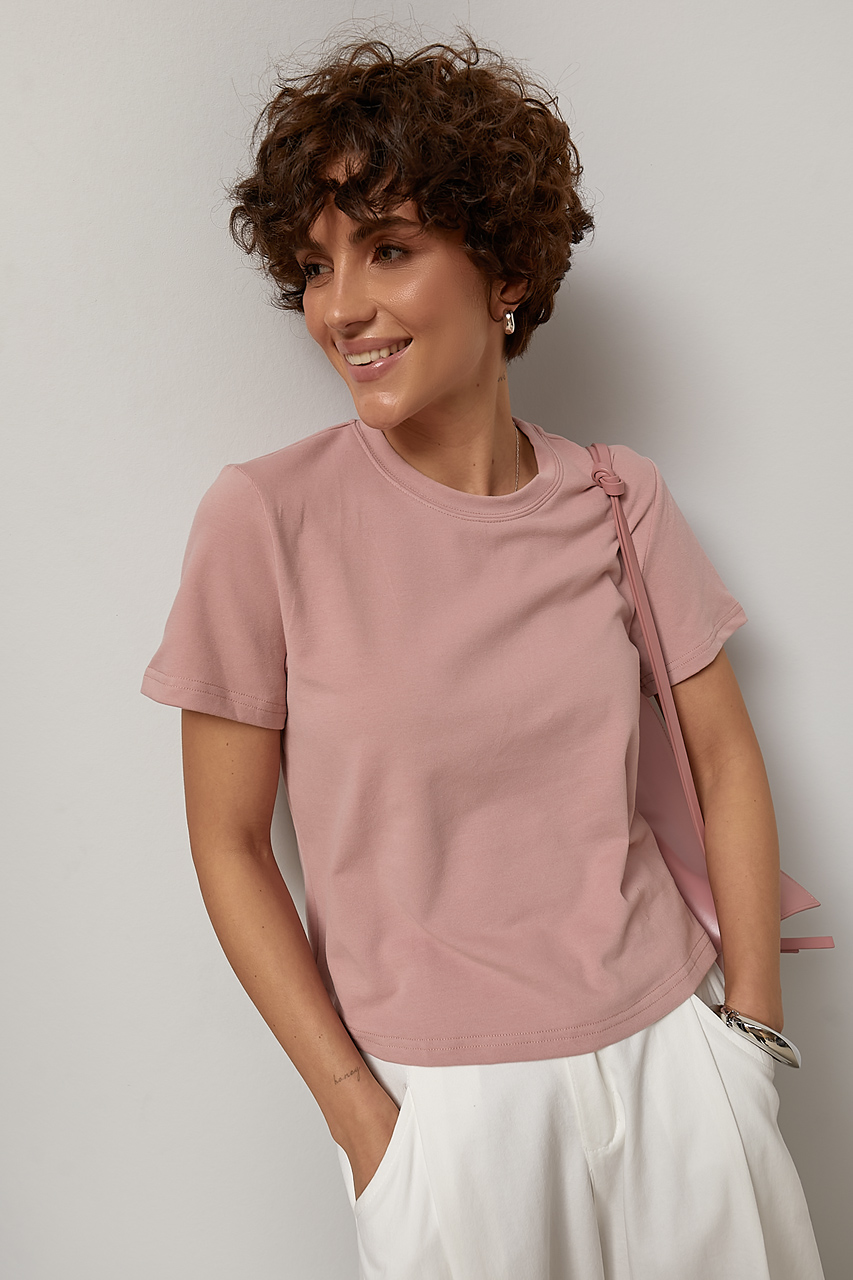 Однотонна трикотажна футболка LX-10729707 Однотонна трикотажна футболка LX-10729707