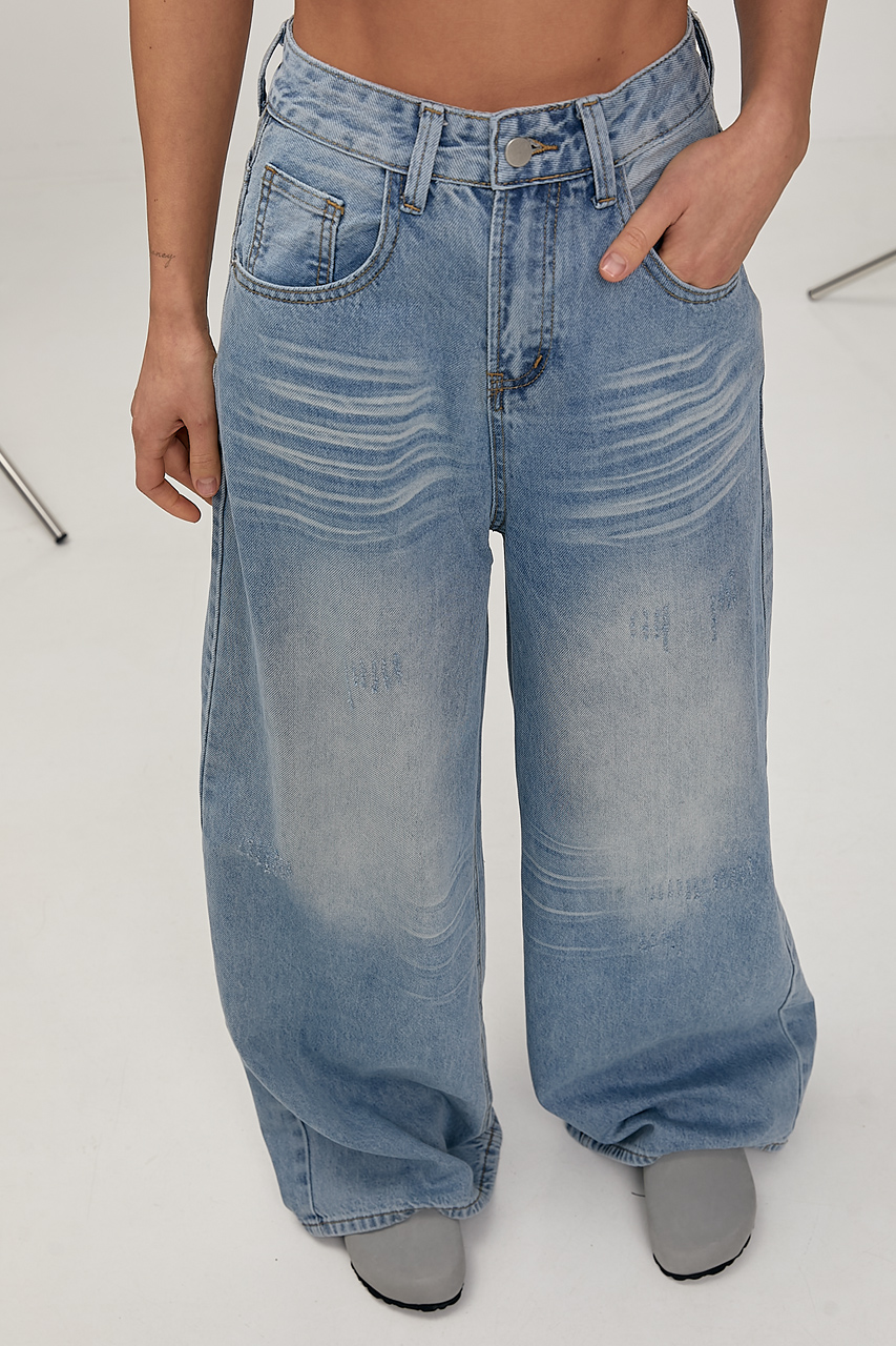 Джинси Palazzo з потертостями