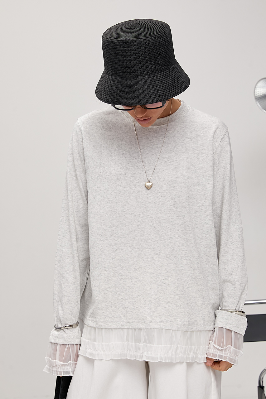 Вільний лонгслів з рюшами  LX-10730011