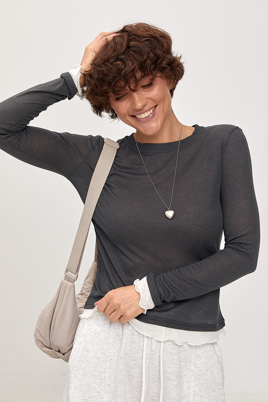 Тонкий лонгслів з двошаровим ефектом  LX-10730122