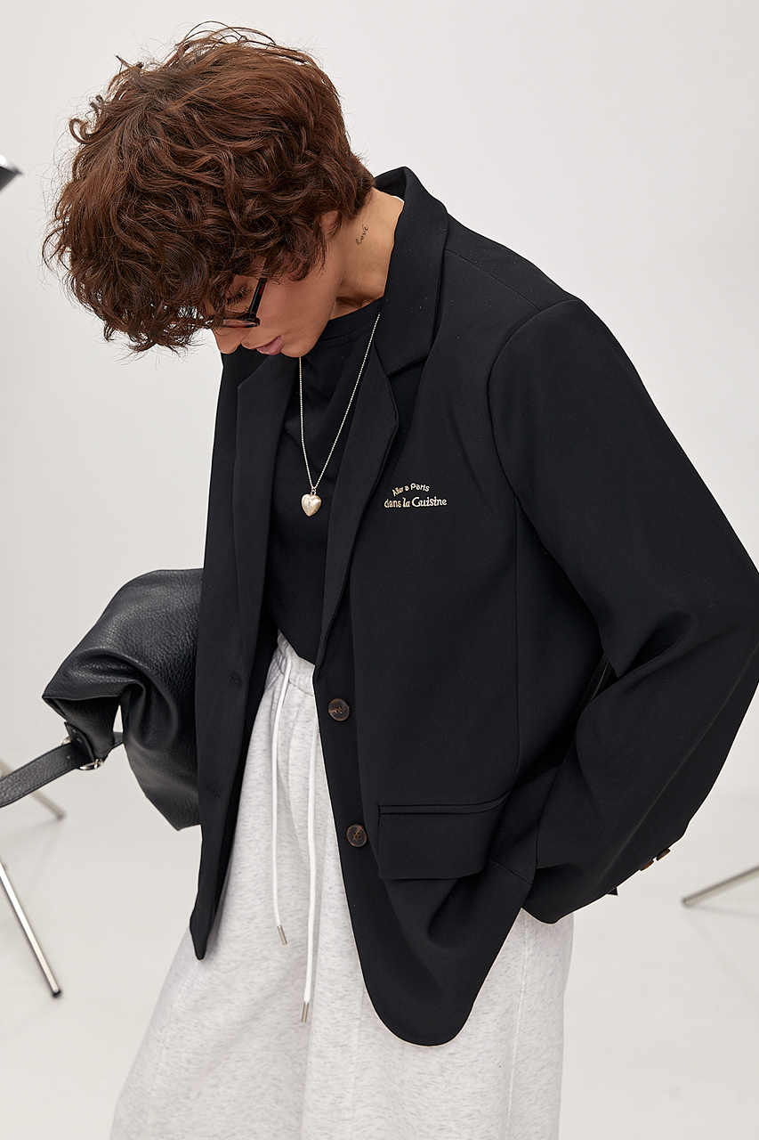 Класичний прямий піджак з написами  LX-10731709