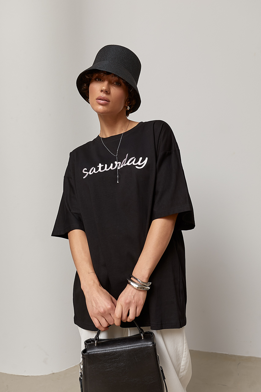 Футболка вільного фасону з написом Saturday  LX-10732309