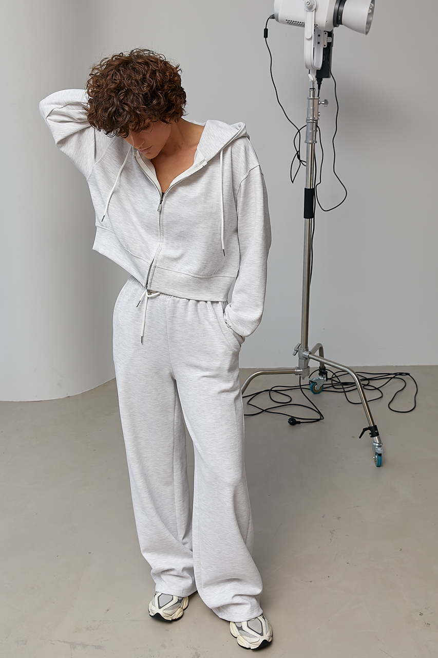 Вільний спортивний костюм із худі та прямими штанами  LX-10732811
