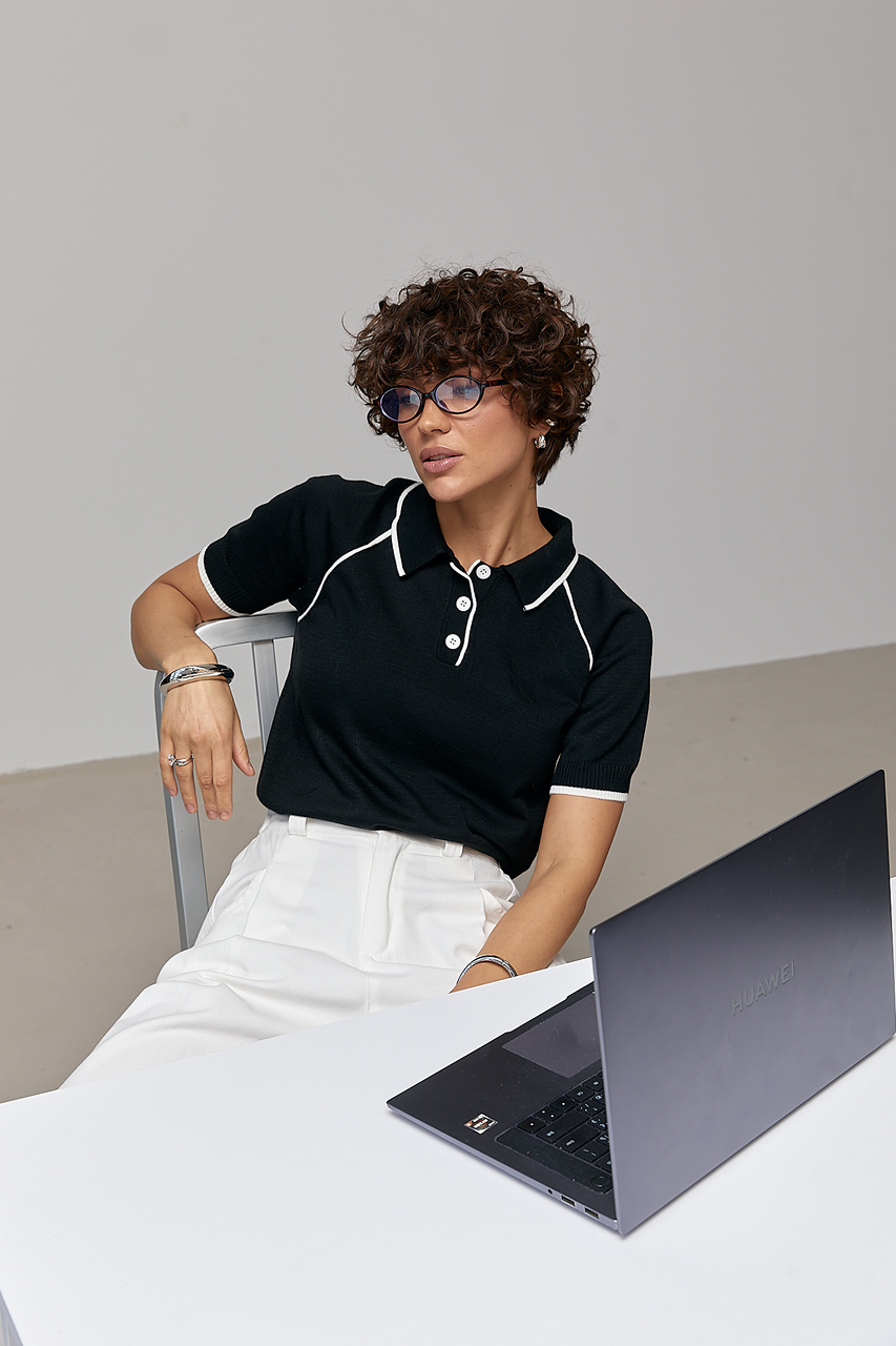 Поло на ґудзиках із контрастними вставками LX-10733309 Поло на ґудзиках із контрастними вставками LX-10733309