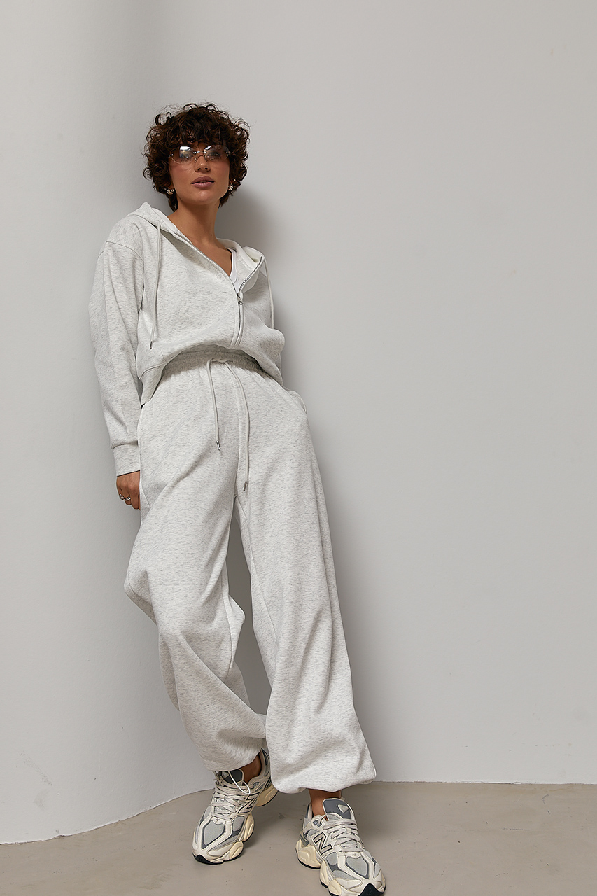 Спортивний костюм із прямими штанами та худі з білим капюшоном  LX-10733411
