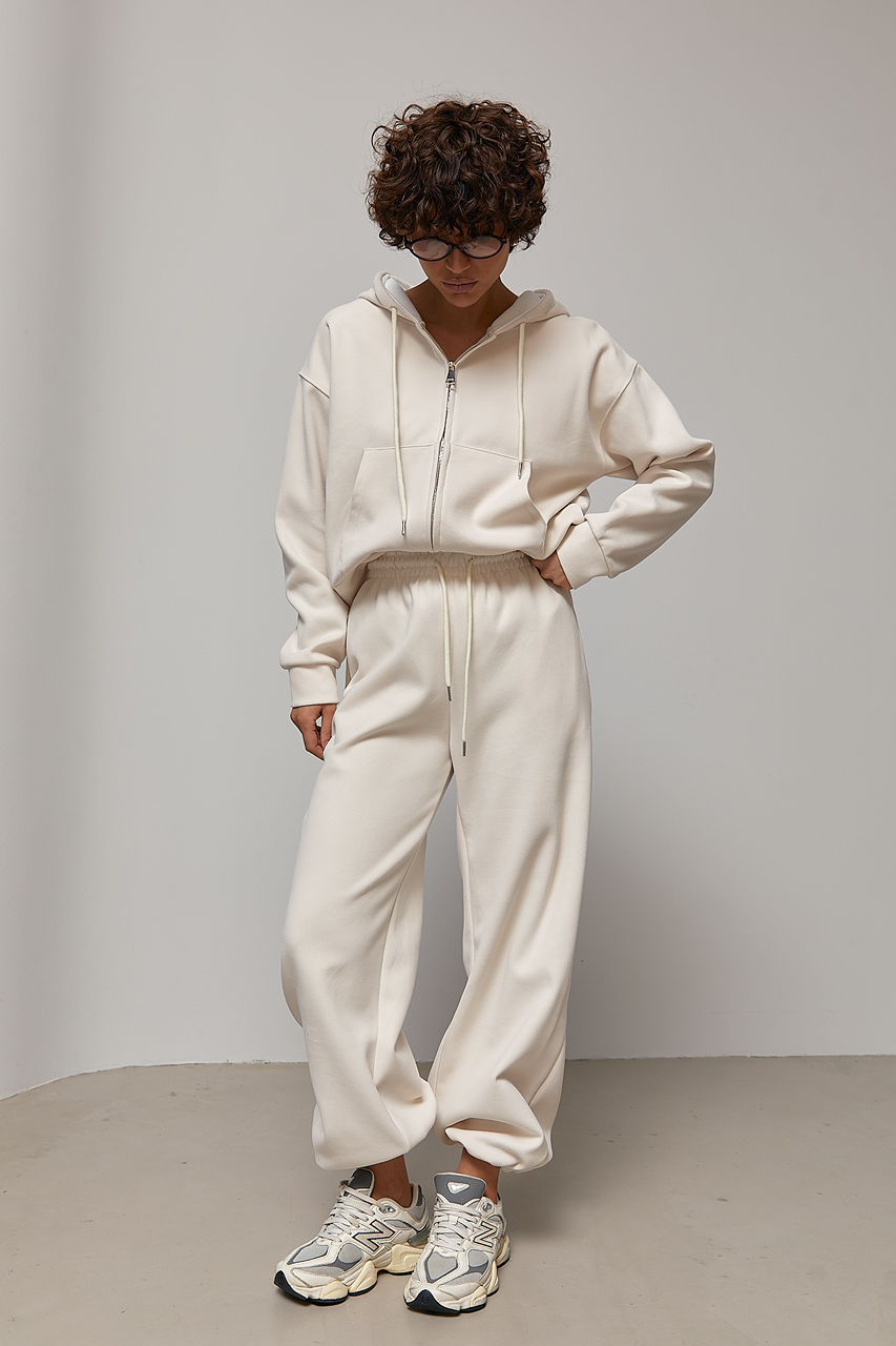 Спортивний костюм із прямими штанами та худі з білим капюшоном  LX-10733426