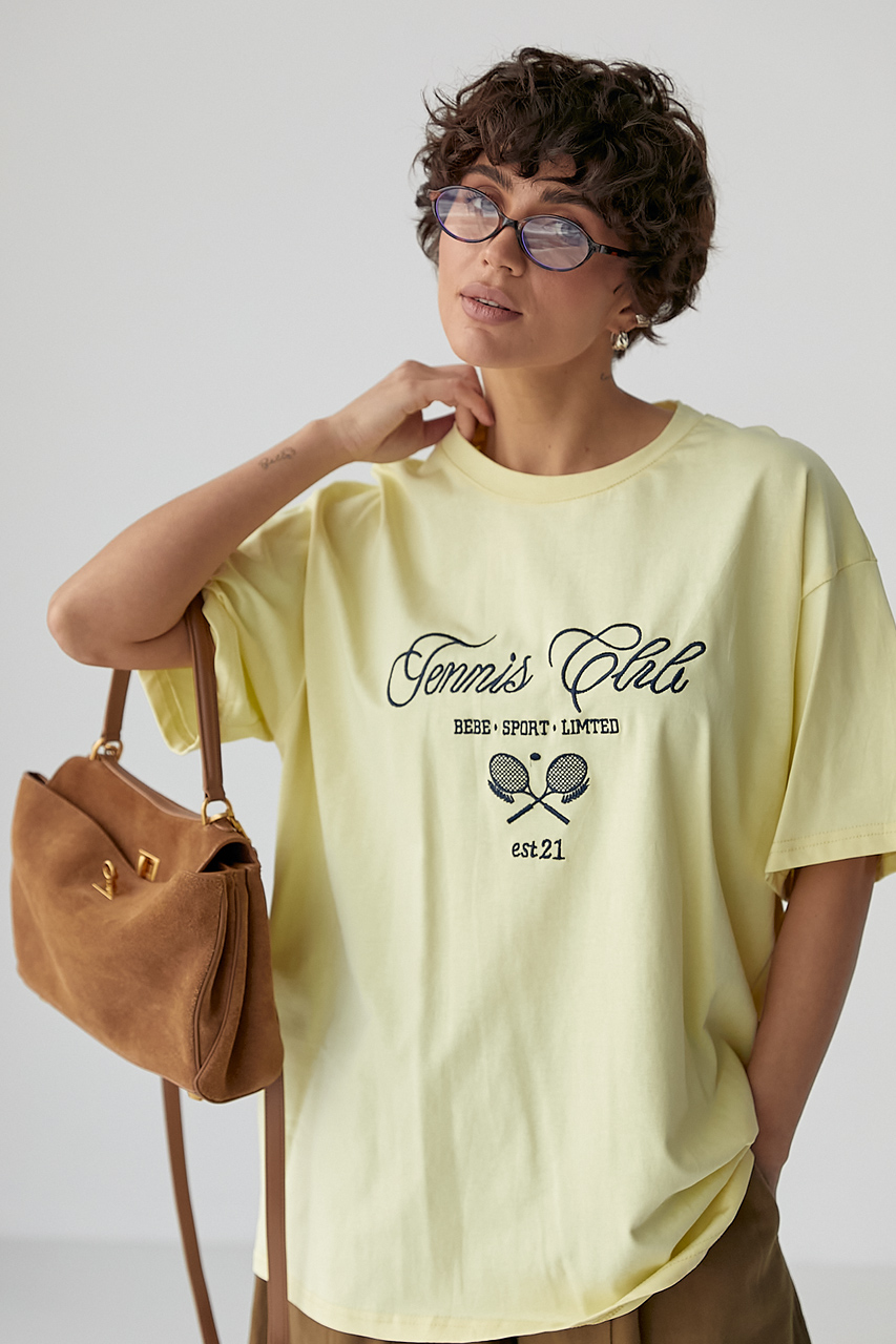 Футболка оверсайз із вишитими написами  LX-10733805