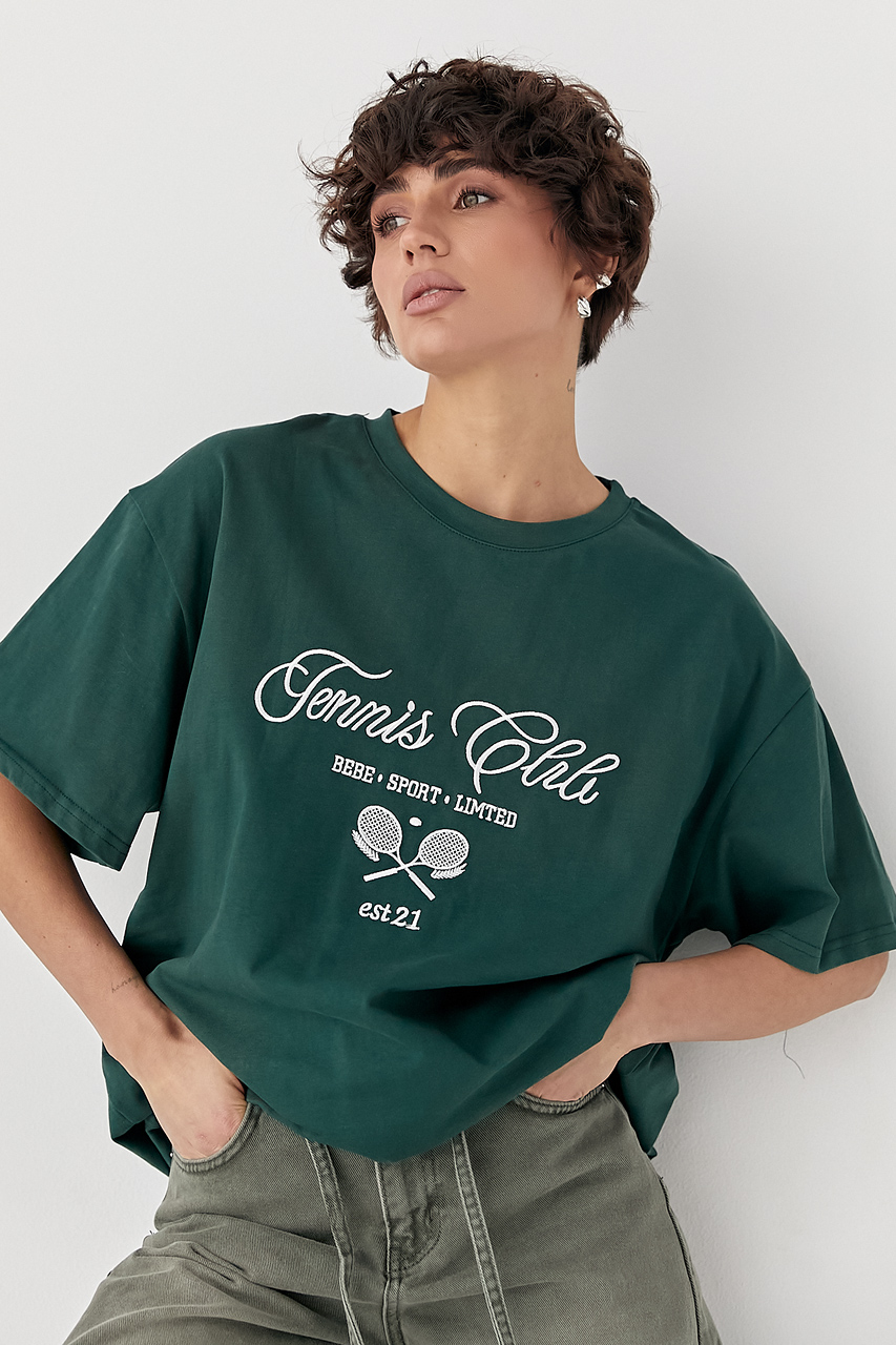 Футболка оверсайз із вишитими написами  LX-10733831