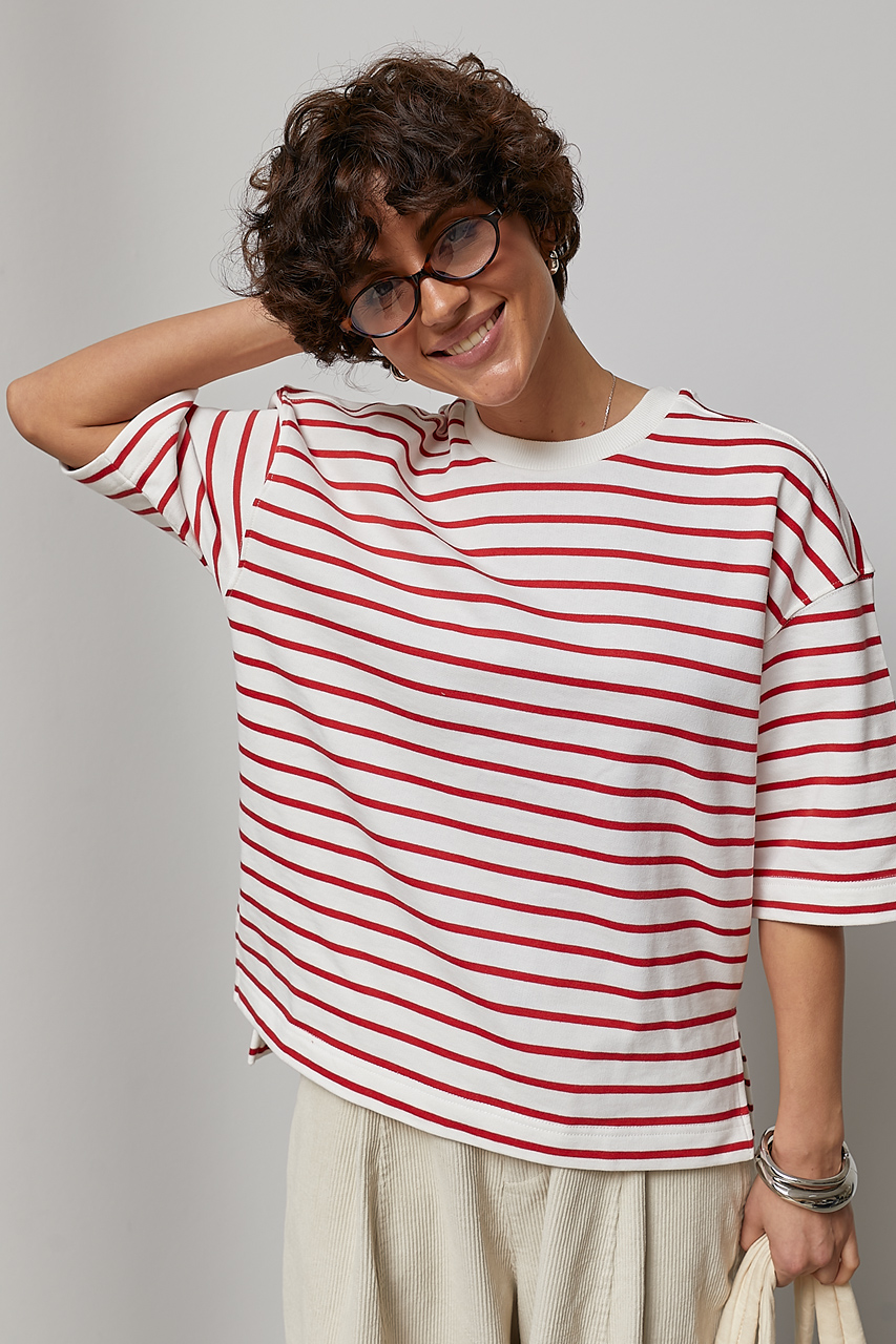 Футболка у смужку вільного фасону  LX-10734338