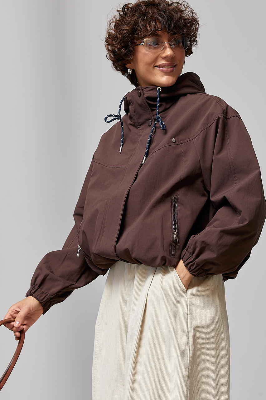 Жіноча коротка вітровка з капюшоном  LX-10734628