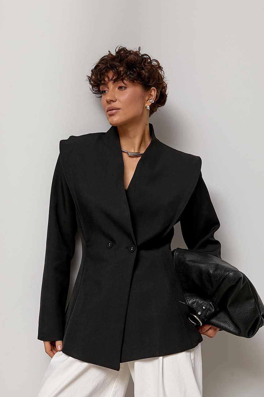 Двобортний приталений піджак із акцентними плечима LX-10736809 Двобортний приталений піджак із акцентними плечима LX-10736809