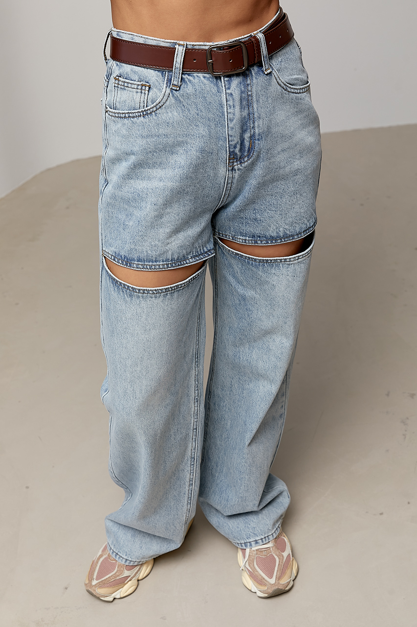 Широкі жіночі джинси з розрізами  LX-10738212