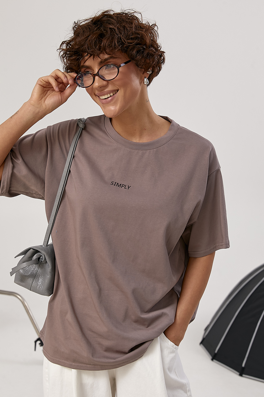 Оверсайз футболка із написом  LX-10738915