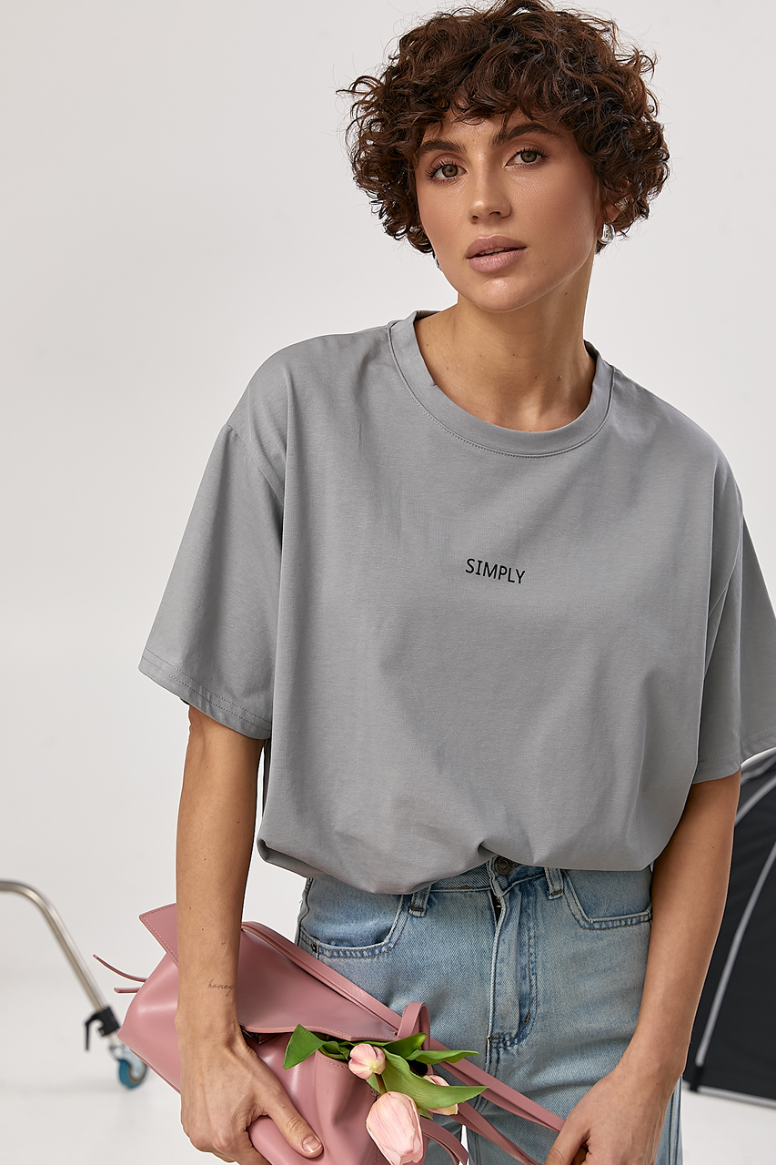 Оверсайз футболка із написом  LX-10738910