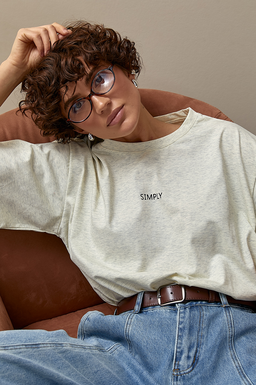 Оверсайз футболка із написом  LX-10738919