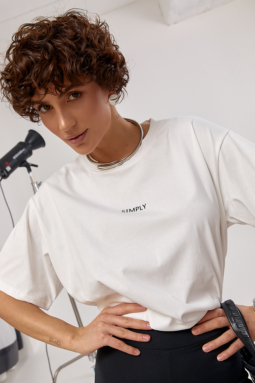 Оверсайз футболка із написом  LX-10738947