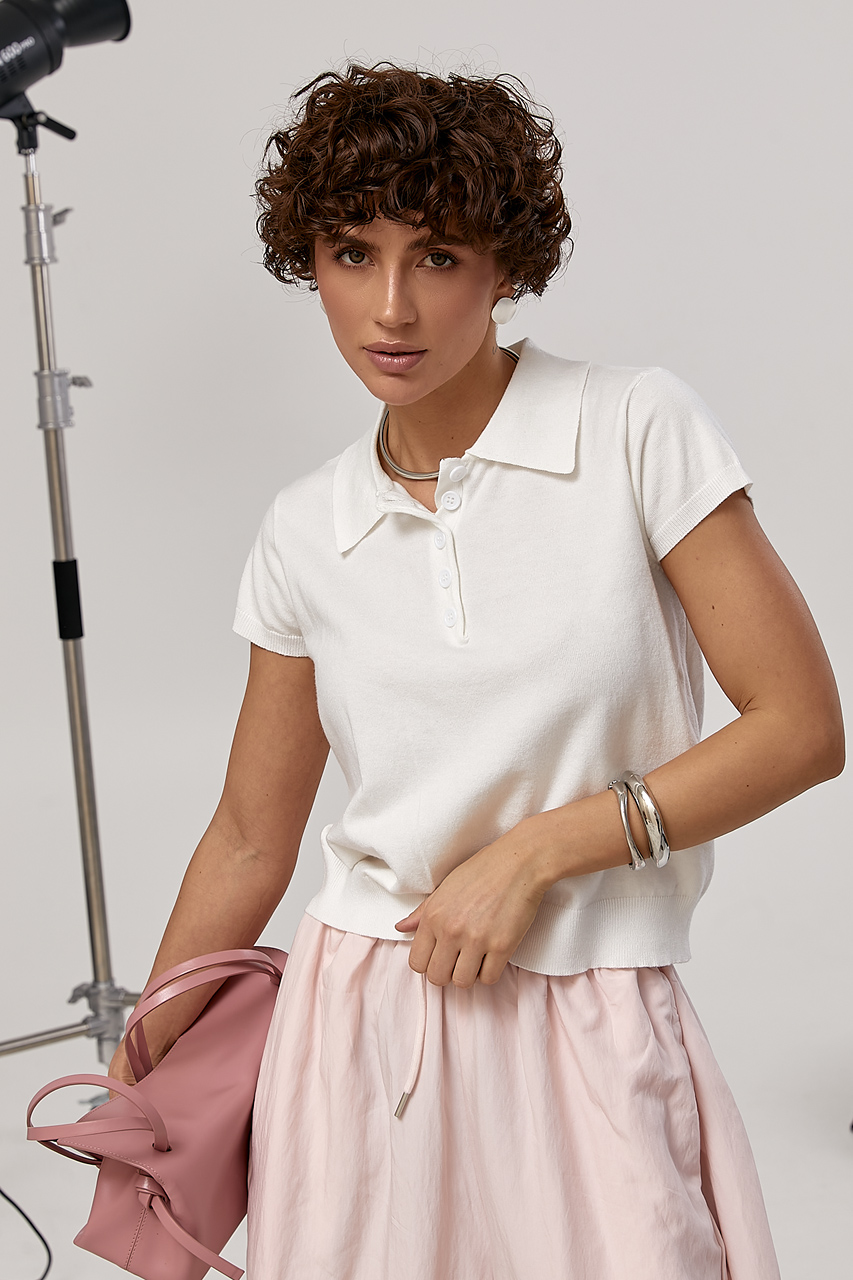 В'язана футболка-поло із ґудзиками  LX-10739147
