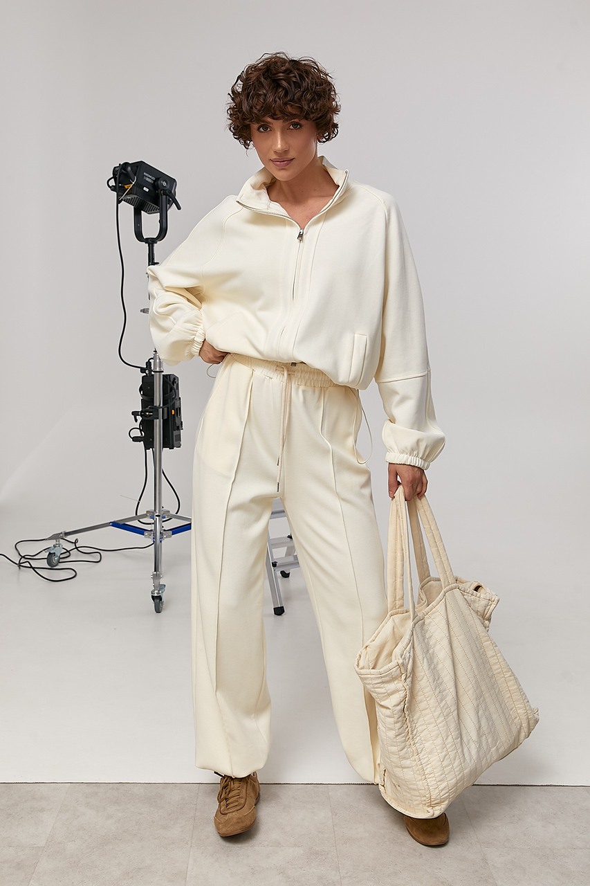 Вільний спортивний костюм із прямими штанами та кофтою з рукавами-реглан  LX-10739819