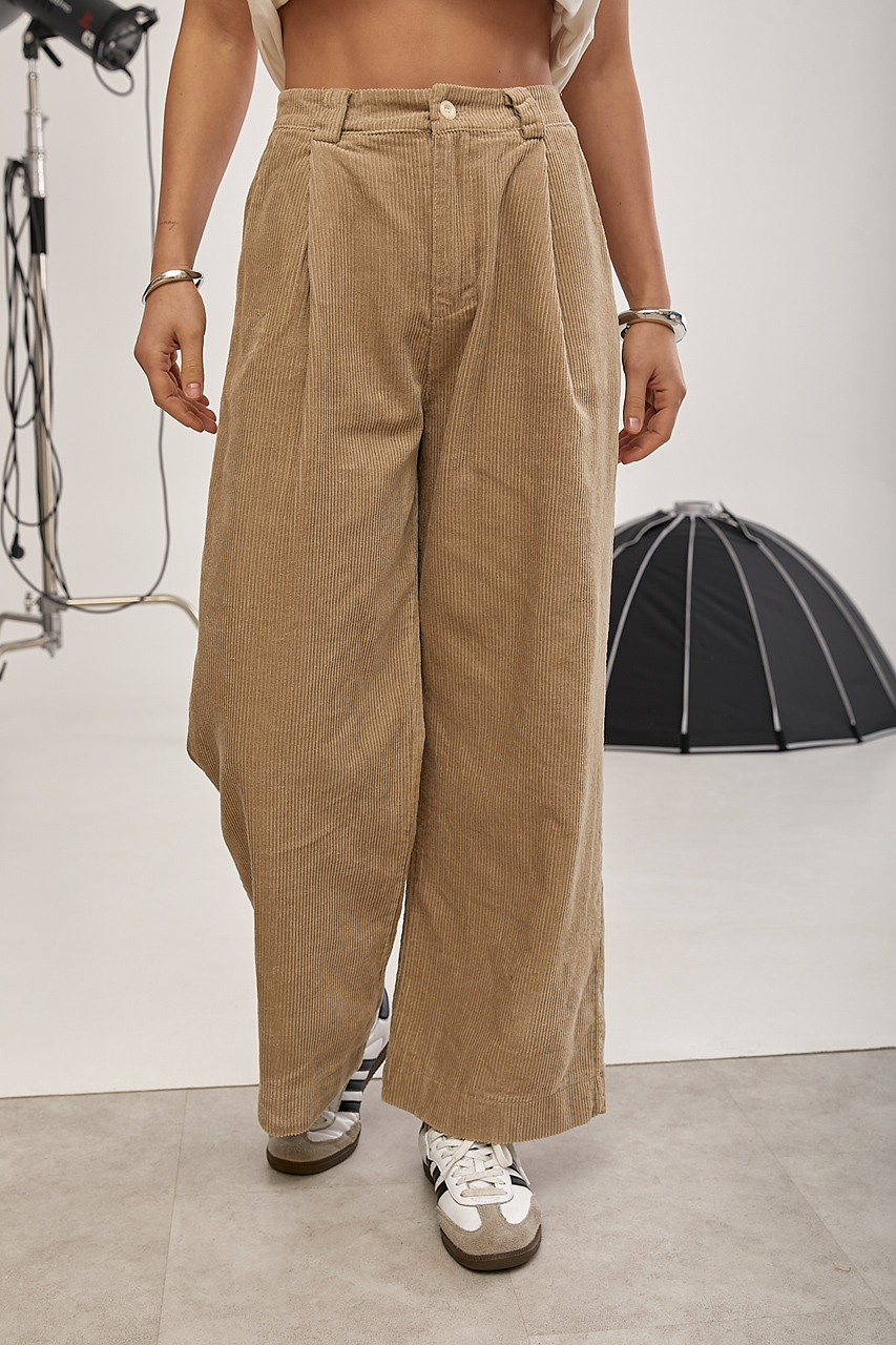 Широкі вельветові штани зі складками  LX-10740820