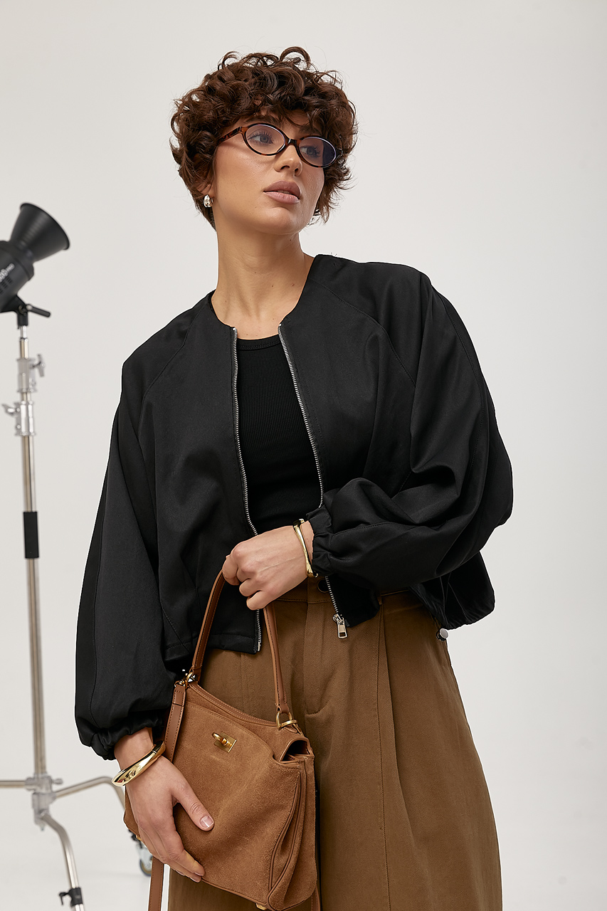 Жіноча вітровка-бомбер на блискавці LX-10740909 Жіноча вітровка-бомбер на блискавці LX-10740909