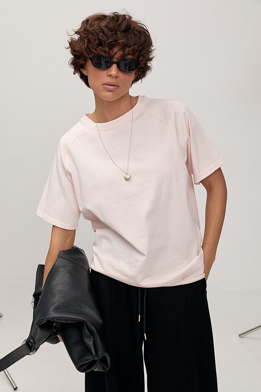 Однотонна футболка з необробленим низом  LX-10742207