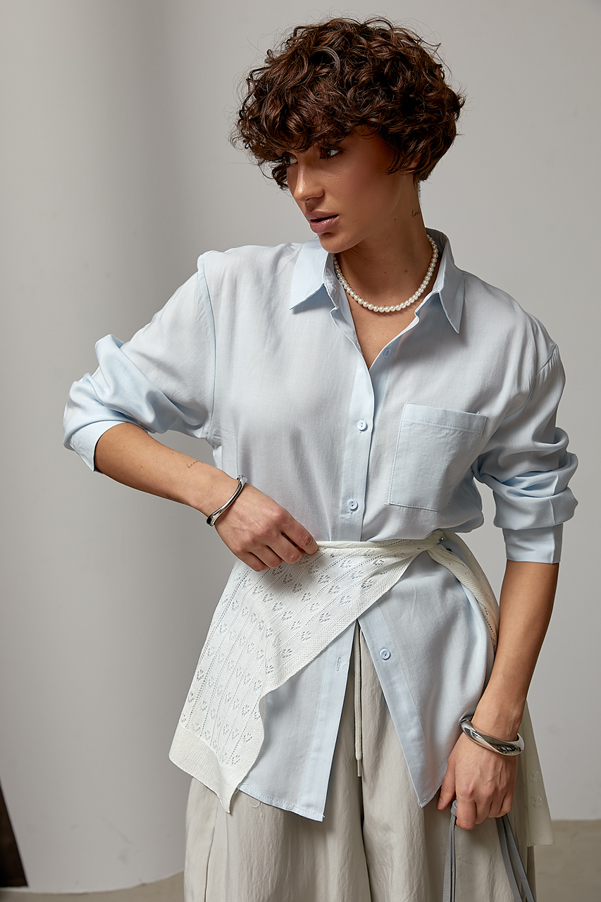 Класична однотонна сорочка із в'язаною накидкою  LX-10742512