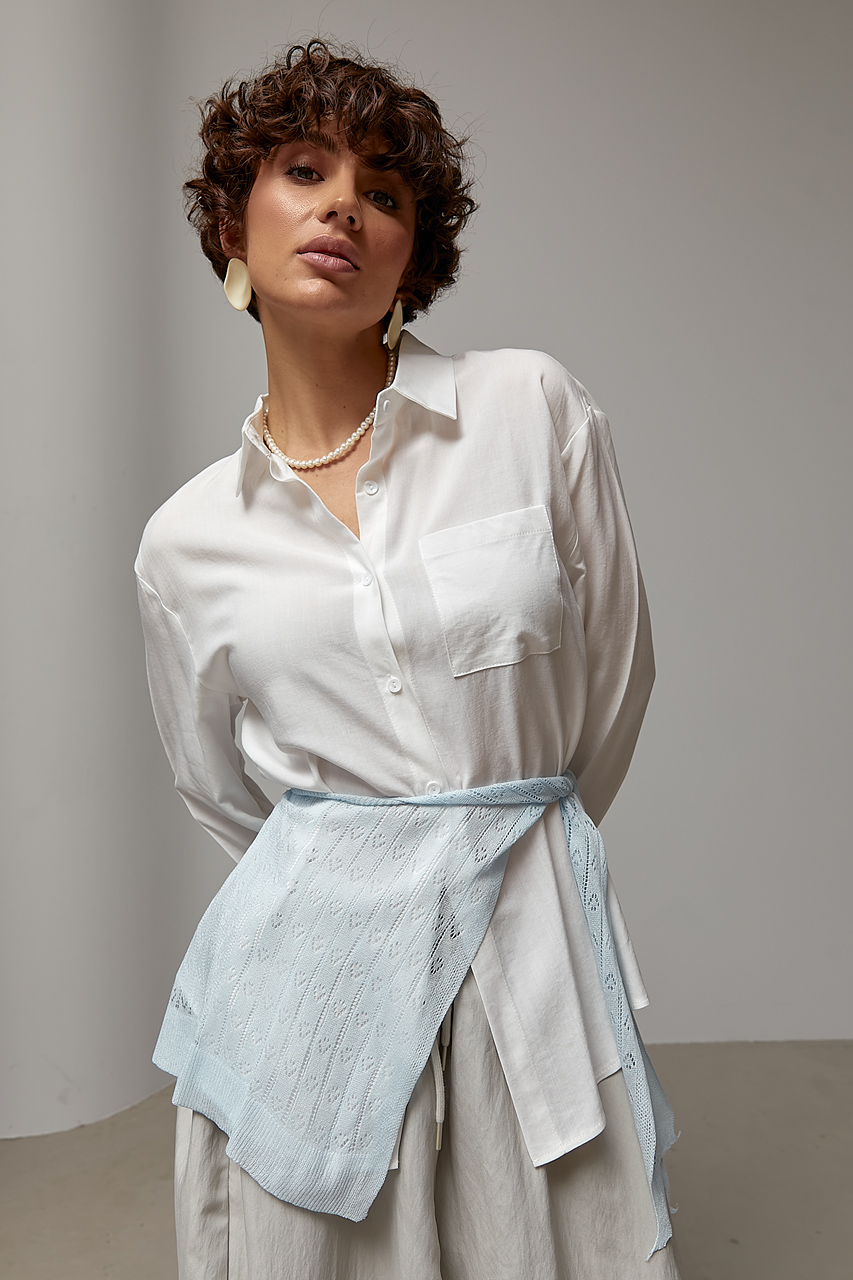 Класична однотонна сорочка із в'язаною накидкою LX-10742547 Класична однотонна сорочка із в'язаною накидкою LX-10742547