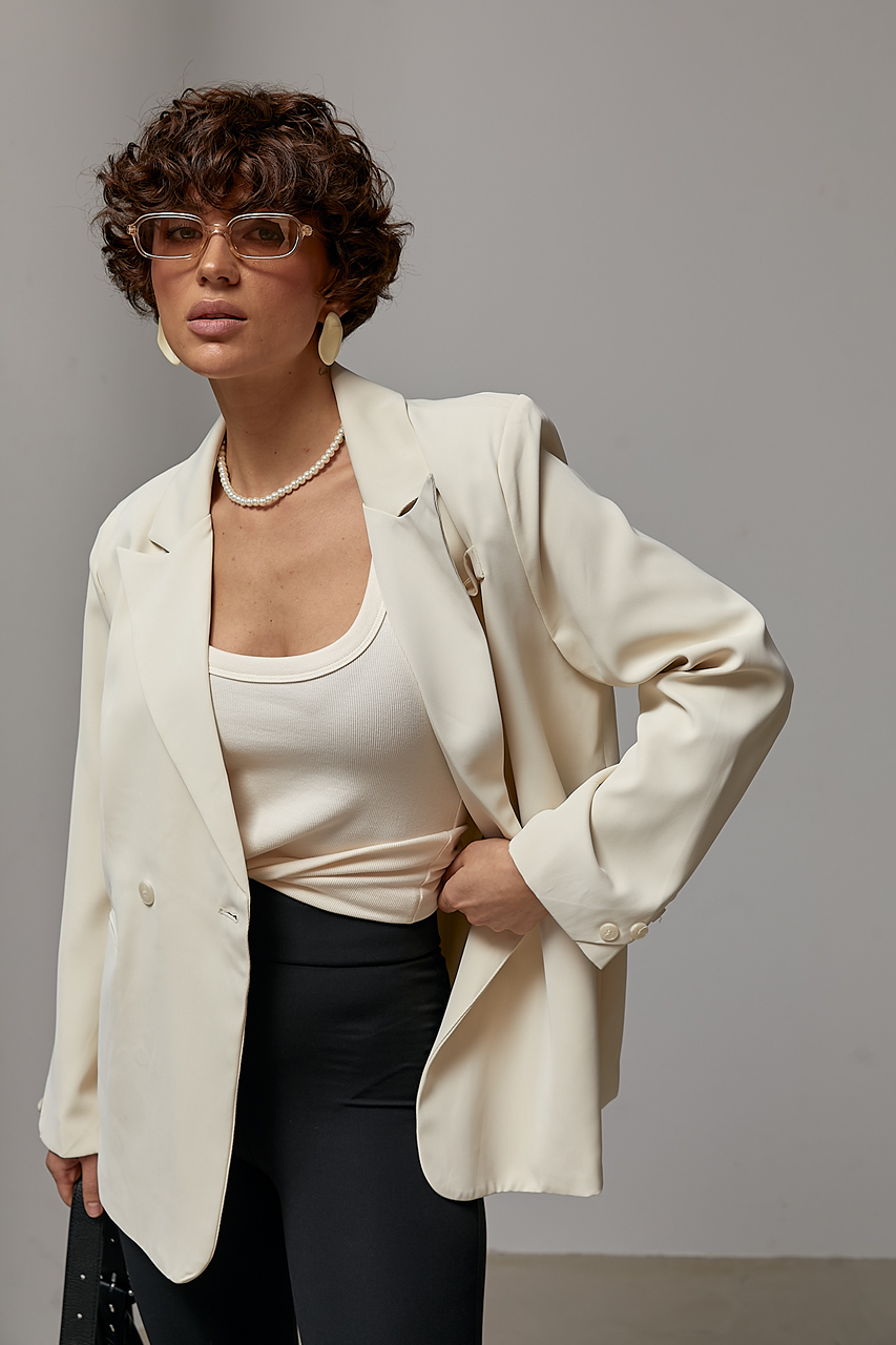 Класичний двобортний прямий жакет  LX-10742926