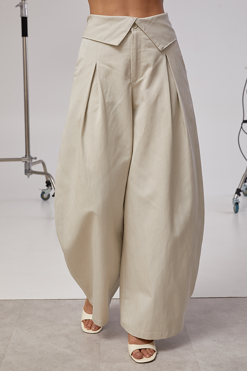 Котонові широкі штани з акцентним поясом  LX-10745026