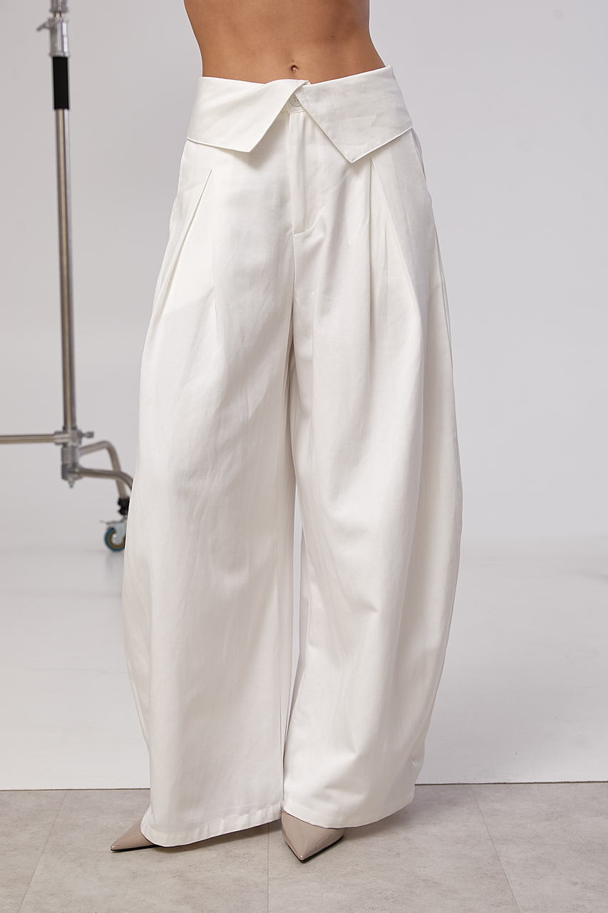 Котонові широкі штани з акцентним поясом  LX-10745001