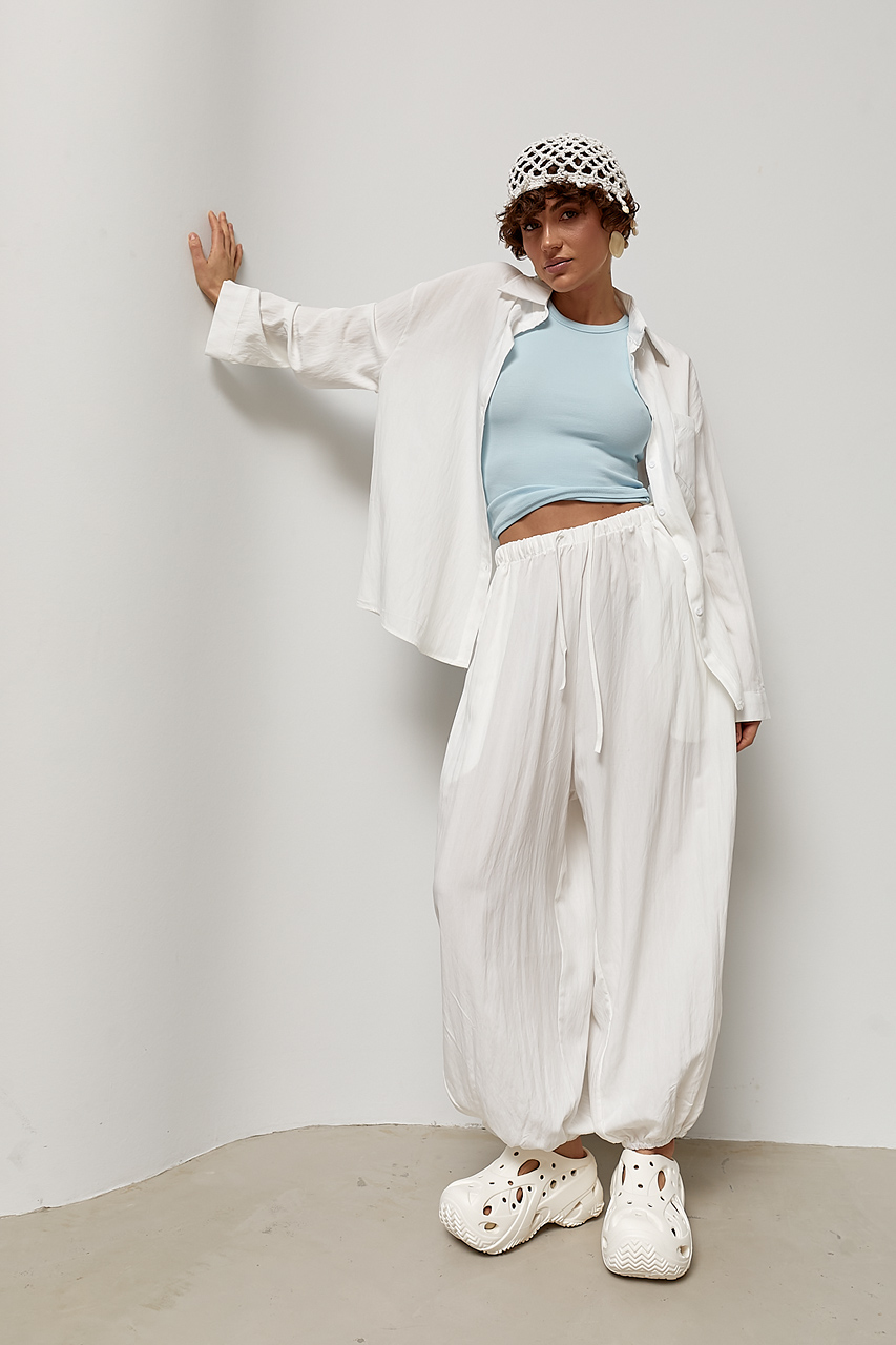 Вільний костюм із сорочкою та штанами-аладінами  LX-10745347