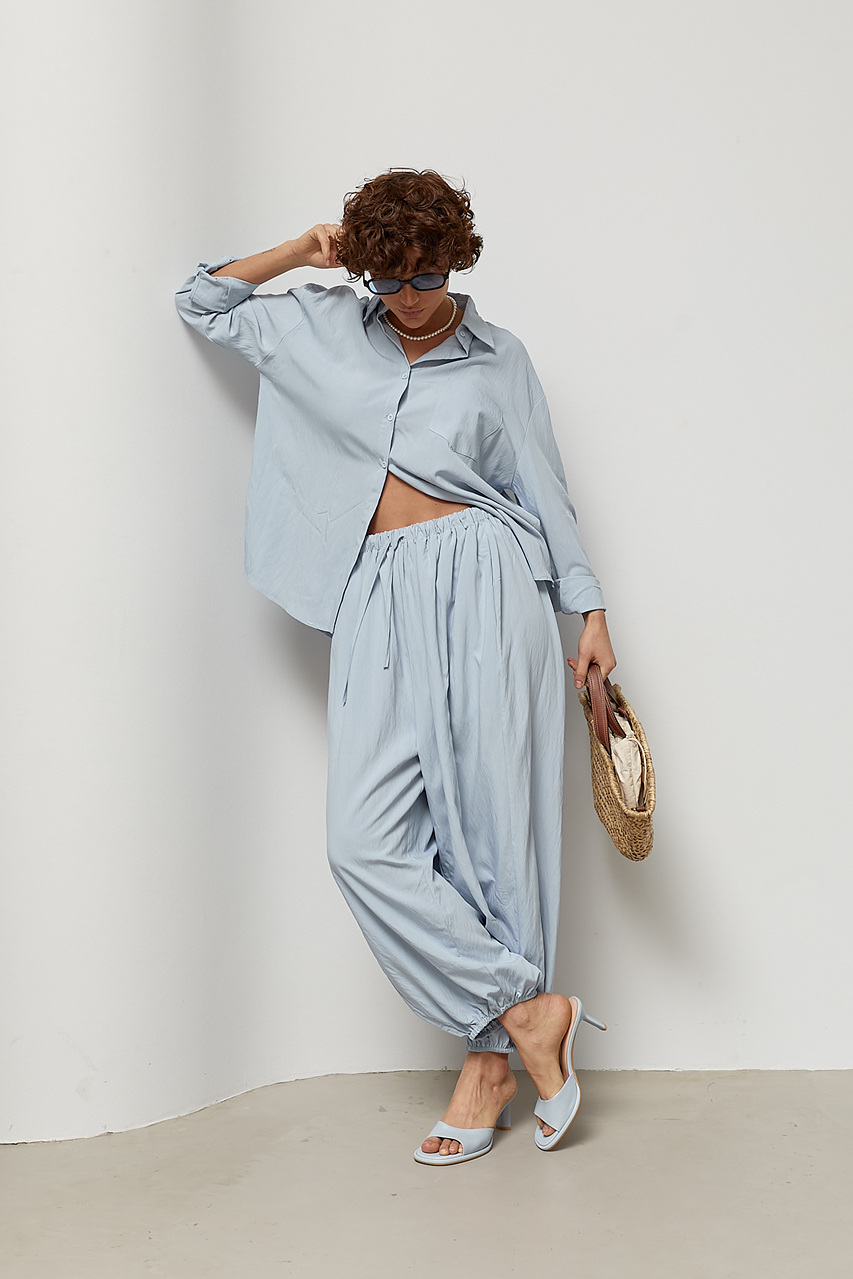 Вільний костюм із сорочкою та штанами-аладінами  LX-10745312