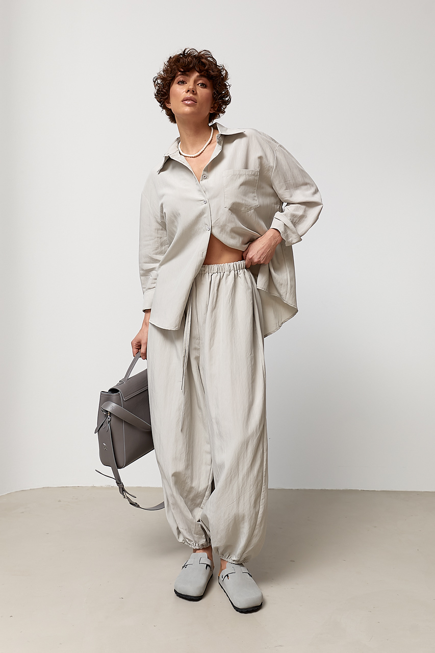 Вільний костюм із сорочкою та штанами-аладінами  LX-10745310