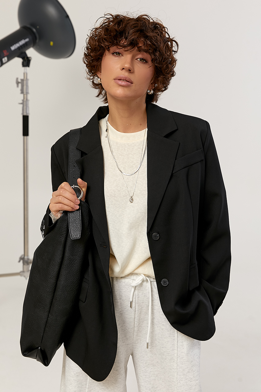 Класичний прямий однотонний піджак  LX-10745609