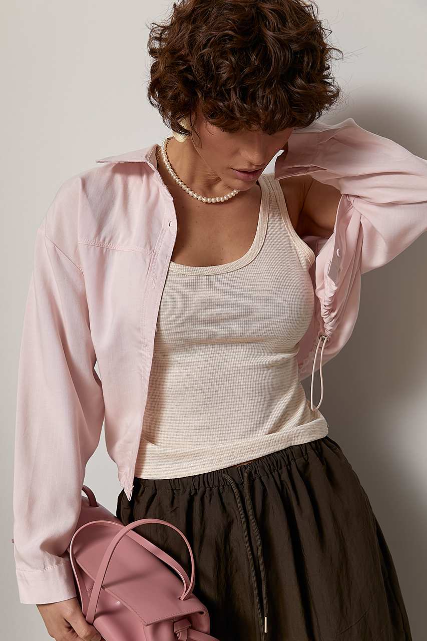 Коротка сорочка на затяжках у комлекті з майкою