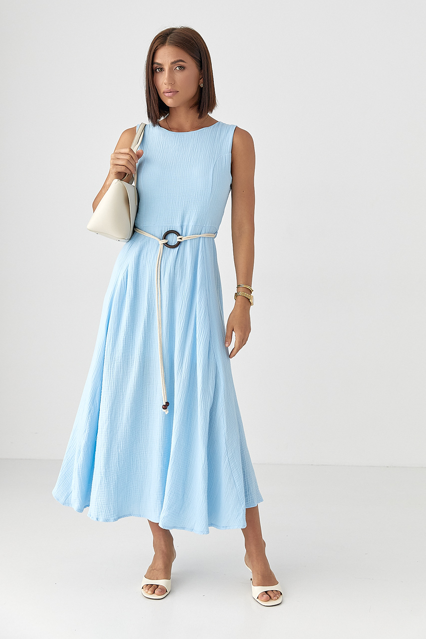 Муслінова сукня з поясом