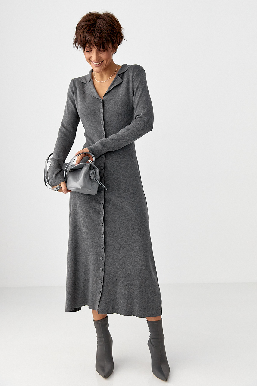 Трикотажна довга сукня на ґудзиках  Ls-1112