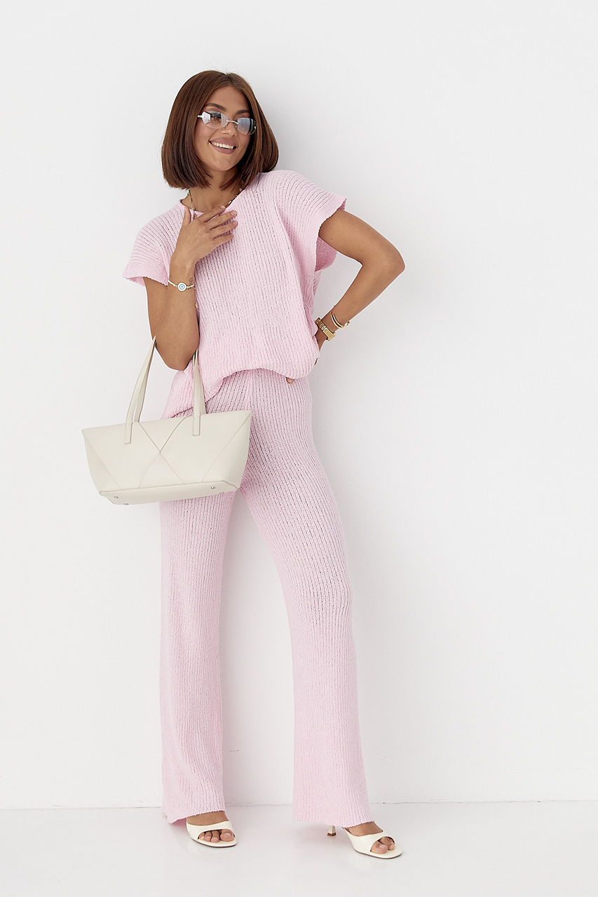 Літній в'язаний костюм із футболкою та штанами  Ls-1313